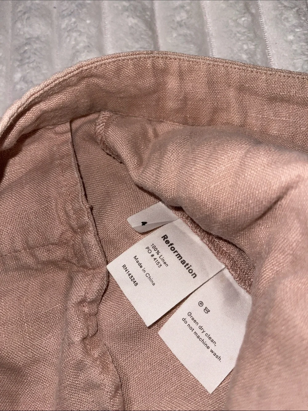 Reformation Light Taupe Linen Trousers | Size 4